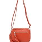 Leren-Schoudertas-Stina double Tassle-papaja donker oranje trendy--tas-met-2 kwastjes-leder-fashion-tas-kopen-bestellen-1
