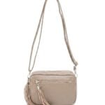 Leren-Schoudertas-Stina double Tassle- taupe