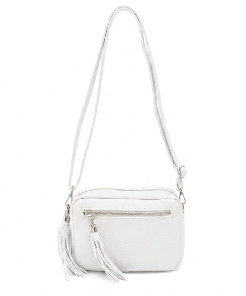 Leren-Schoudertas-Stina double Tassle-wit witte trendy--tas-met-2 kwastjes-leder-fashion-tas-kopen-bestellen-