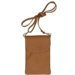 Leren Schoudertas Trasea donkercognac trendy kleine schoudertas met telefoonvak achter italiaans leder festival tasjes kopen bestellen