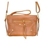 Leren Schoudertas Vanes cognac clutches schoudertassen dames tassen ritsen detail kopen bestellen clutch