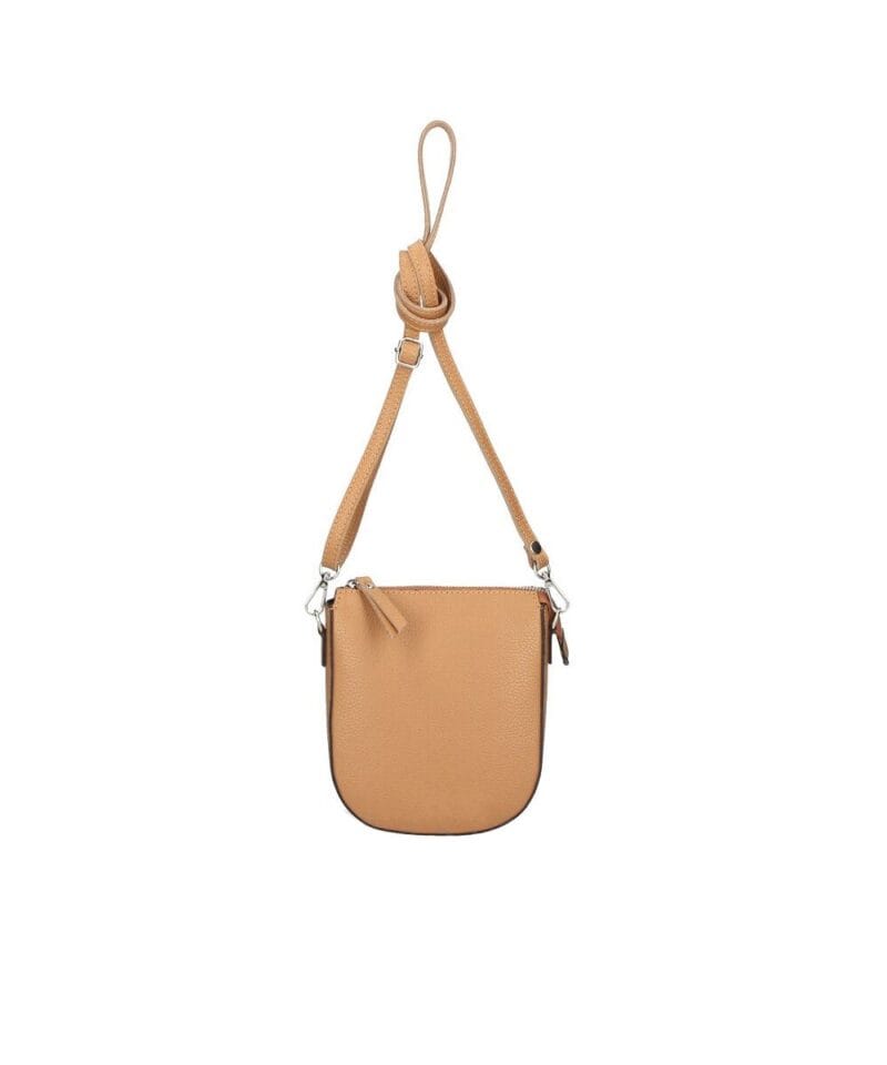 Leren Schoudertas Vera cognac schoudertassen leer leder italiaans zilver beslag trendy fashion bags kopen bestellen