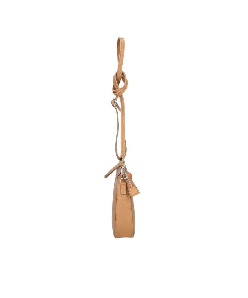 Leren Schoudertas Vera cognac schoudertassen leer leder italiaans zilver beslag trendy fashion bags kopen bestellen side