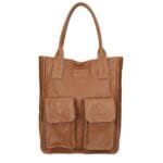 Leren Shopper Constance cognac ruime handtassen 2 voorakken trendy chique italiaans leder tassen