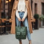 Leren Shopper Constance groen groene ruime handtassen 2 voorakken trendy chique italiaans leder tassen model