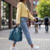 Leren Shopper Artemisia Dubbel Hengsel hemels blauw blauwe ruime shoppers handtassen leer model