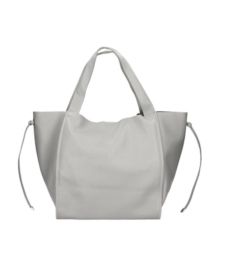 Leren Shopper Leira grijs grijze grote leren handtassen leder voorvak magneetsluiting trendy leer tassen kopen bestellen achter