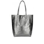 Leren-Shopper-Simple-Metallic-antraciet-donker-zilver-zilveren-metallic-lederen-shoppers-grote-tassen-handtassen-kopen-glans-coating-Italiaanse-tassen-kopen-