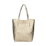 Leren-Shopper-Simple-Metallic-brons bronzen-metallic-lederen-shoppers-grote-tassen- handtassen kopen-glans-coating Italiaanse -tassen-kopen achter