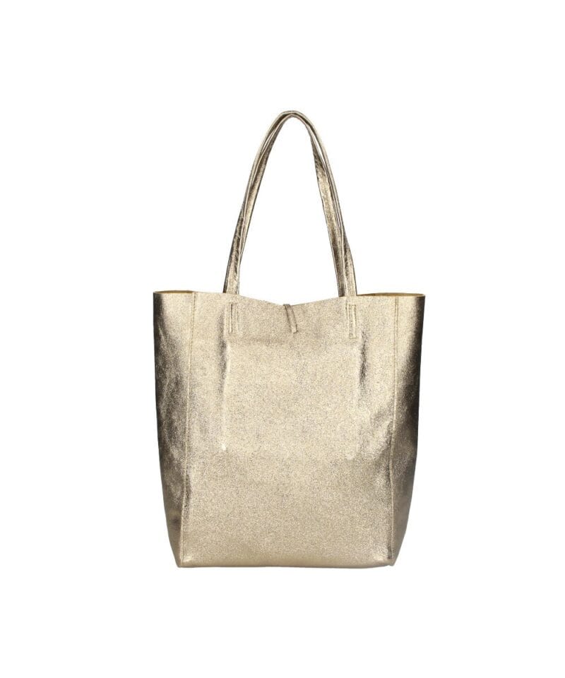 Leren-Shopper-Simple-Metallic-brons bronzen-metallic-lederen-shoppers-grote-tassen- handtassen kopen-glans-coating Italiaanse -tassen-kopen achter