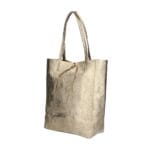 Leren-Shopper-Simple-Metallic-brons bronzen-metallic-lederen-shoppers-grote-tassen- handtassen kopen-glans-coating Italiaanse -tassen-kopen side