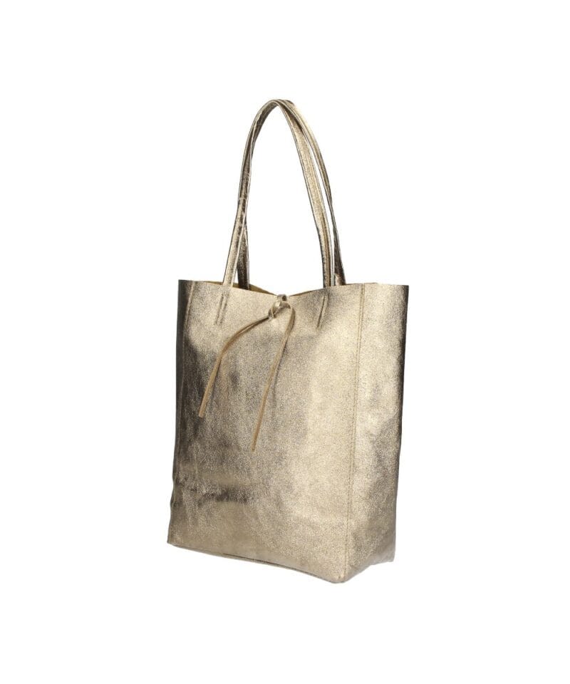 Leren-Shopper-Simple-Metallic-brons bronzen-metallic-lederen-shoppers-grote-tassen- handtassen kopen-glans-coating Italiaanse -tassen-kopen side