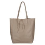 Leren-Shopper-Simple- donker taupe lederen-shoppers-grote-tassen-handtassen-kopen-kantoortassen-Italiaanse-tassen-kopen-