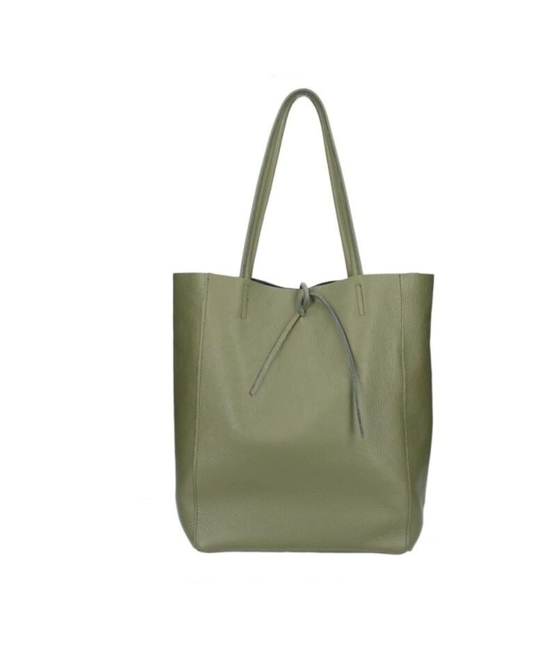 Leren-Shopper-Simple- leger groen groene lederen-shoppers-grote-tassen-handtassen-kopen-kantoortassen-Italiaanse-tassen-kopen-