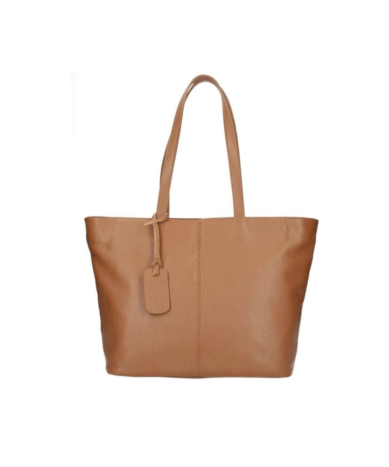 Leren Shopper Victoria cognac ruime chique leren shoppers achtervak italiaans ruime leren handtassen kopen bestellen