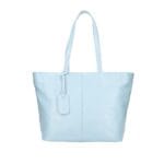 Leren Shopper Victoria licht blauw blauwe ruime chique leren shoppers achtervak italiaans ruime leren handtassen kopen bestellen