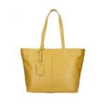 Leren Shopper Victoria mosterd ruime chique leren shoppers achtervak italiaans ruime leren handtassen kopen bestellen