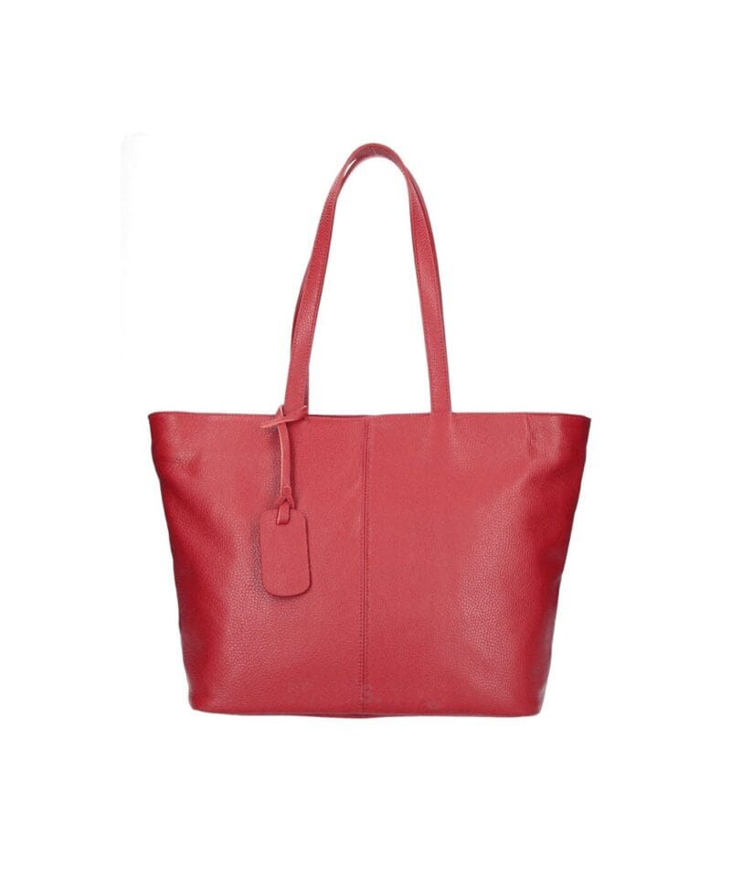 Leren Shopper Victoria rood rode ruime chique leren shoppers achtervak italiaans ruime leren handtassen kopen bestellen