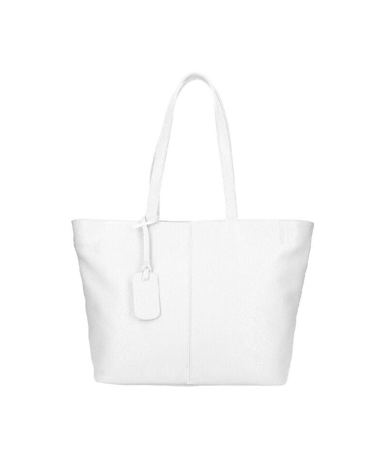 Leren Shopper Victoria wit witte ruime chique leren shoppers achtervak italiaans ruime leren handtassen kopen bestellen