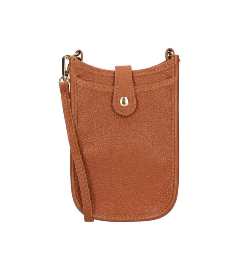 Leren Telefoontasje Peyton donkercognac schoudertasjes telefoontasjes crossbody tasjes leer leder kopen bestellen 1