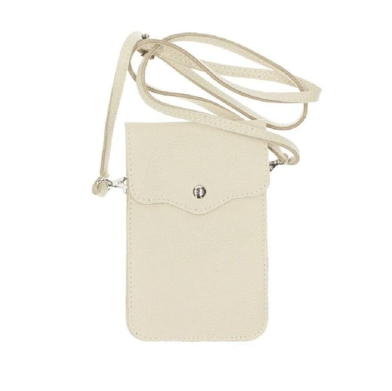 Leren-Telefoontasje Simply Basic beige bags tassen telefoon tasjes -schoudertasje-handige-tas-kopen-bestellen-lederen-phonebag -lang-2-vakken-leer