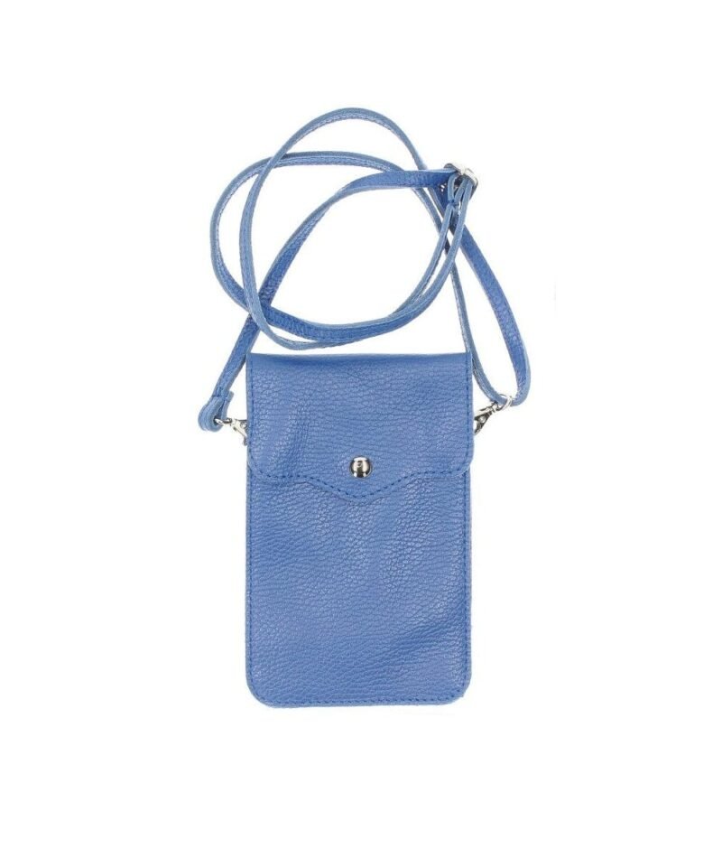 Leren-Telefoontasje-Simply-Basic- hemelsblauw blauwe tassen-telefoon-tasjes-schoudertasje-handige-tas-kopen-bestellen-lederen-phonebag-lang-2-vakken-leer