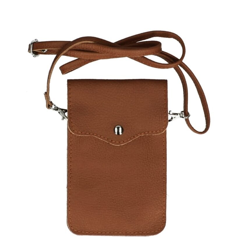 Leren-Telefoontasje-Simply-Basic bruin bruine-bags-tassen-telefoon-tasjes-schoudertasje-handige-tas-kopen-bestellen-lederen-phonebag-lang-2-vakken-leer-tasjes