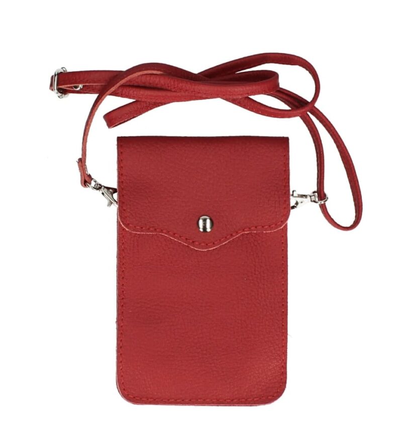 Leren-Telefoontasje-Simply-Basic donker rood rode-bags-tassen-telefoon-tasjes-schoudertasje-handige-tas-kopen-bestellen-lederen-phonebag-lang-2-vakken-leer-tasjes