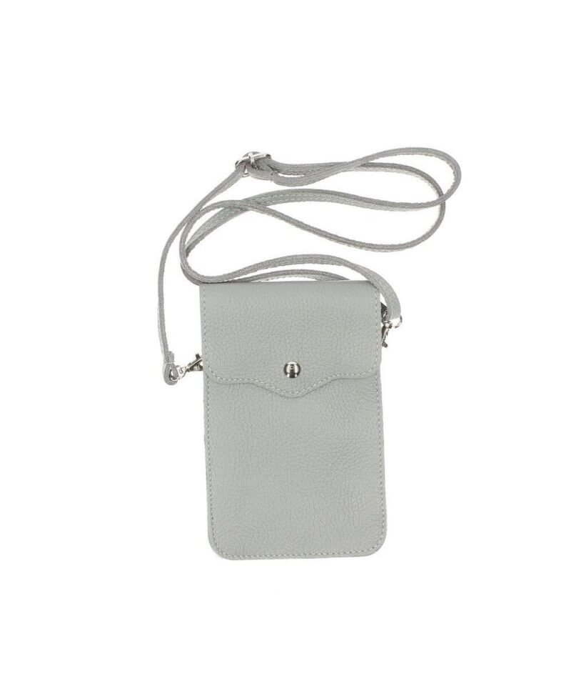 Leren-Telefoontasje-Simply-Basic-grijs grijze -tassen-telefoon-tasjes-schoudertasje-handige-tas-kopen-bestellen-lederen-phonebag-lang-2-vakken-leer
