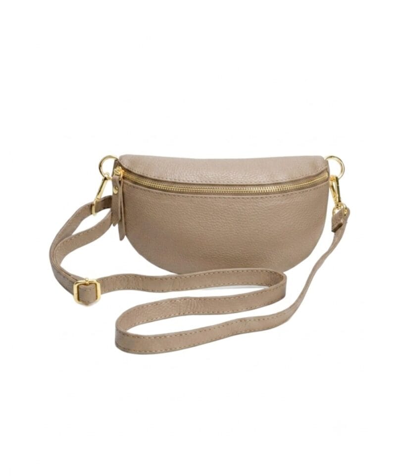 Leren heuptas Bumbag Faya -taupe-goud beslag schoudertas-rits-giuliano-tassen-online-kopen-bestellen-goedkope-lederen-crossbody-tassen-1