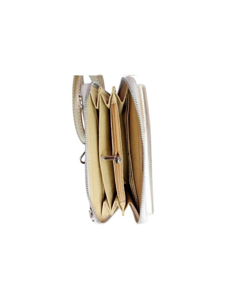 Metallic Leren Portemonnee Telefoonvak--goud gouden leren-telefoontasjes-portemonee-schoudertas-hengsel-festival-tas-bestellen-kopen binnen