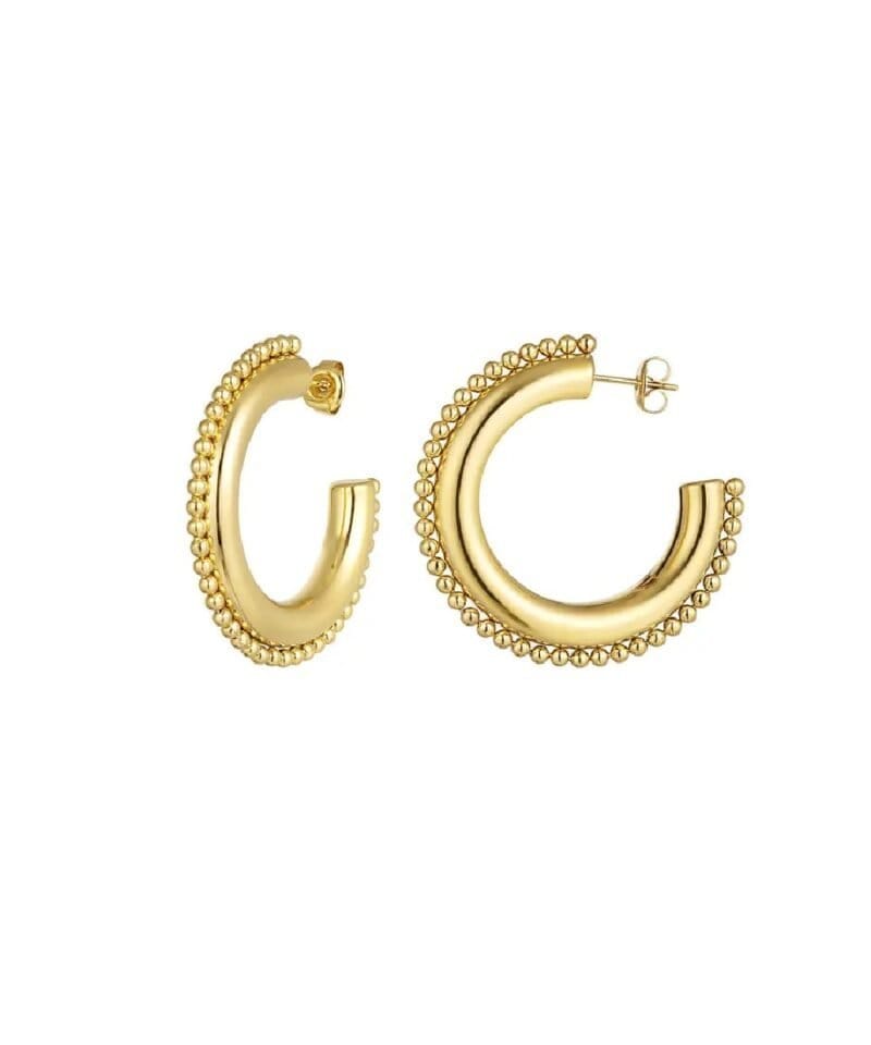 RVS Oorbellen Round Dots Gouden-Oorbellen-Creolen-goud-ronde-grote-statement-oorbellen-dames-waterbestendig-sieraden-yehwang-kopen-bestellen-rvs-