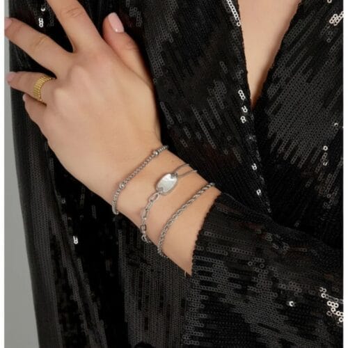 RVS armband Vintage Dubbele Schakels Vintage-zilver zilveren Schakels-Stainless-Steel-Armbanden-trendy-dames-armband-bracelet-kopen-bestellen-yehwang model