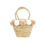 Rieten Handtas Pompoms beige wit bolletjes-rieten-riet-hantassen-fuchsia-en-roze-bolletjes-lang-hengsels-strandtassen-kopen-bestellen