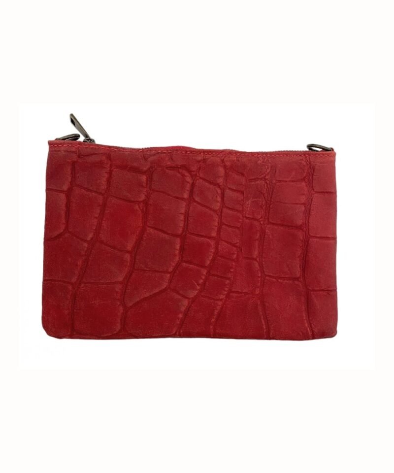 Rode Leren Clutch My Croco-rood-rode-dames-clutches-schoudertassen-leren-hengsel-kroko-print-leder-giuliano-kopen-