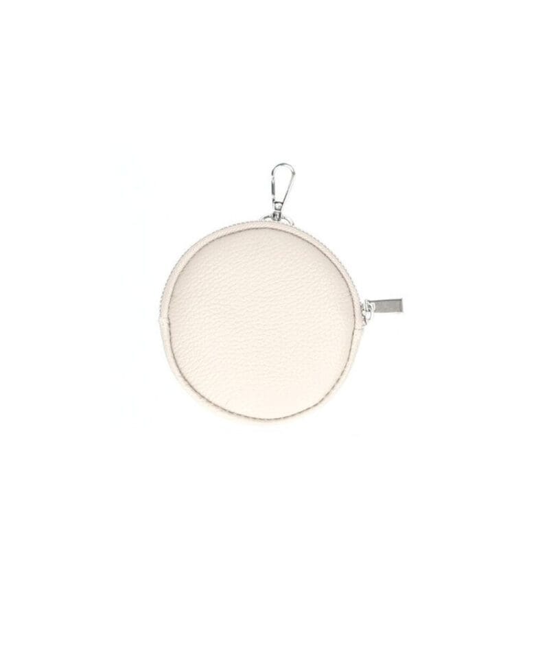 Ronde leren Portemonnee beige met haakje voor hengsel leer portemonnees kopen bestellen