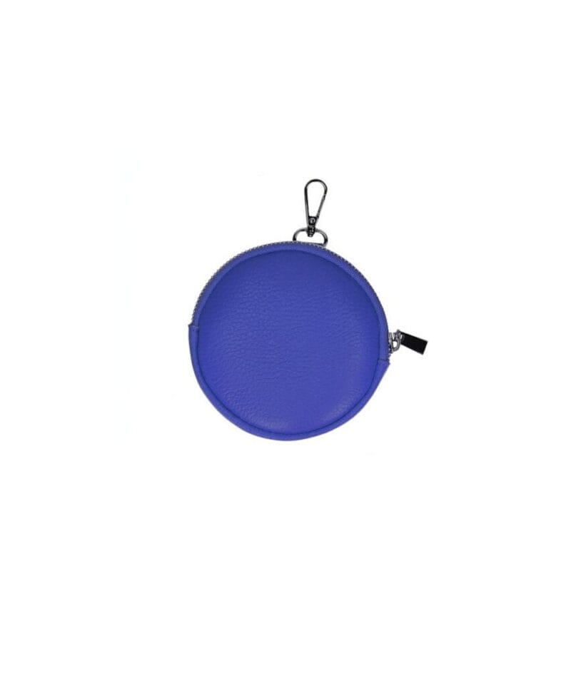 Ronde leren Portemonnee kobalt blauw blauwe met haakje voor hengsel leer portemonnees kopen bestellen