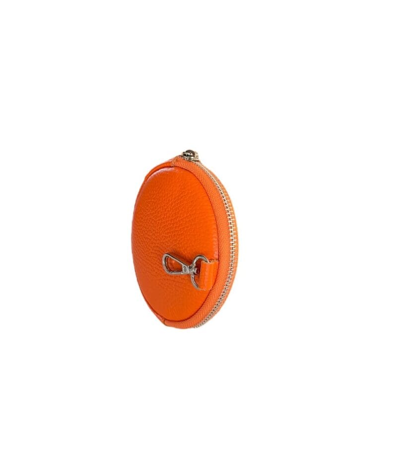 Ronde leren Portemonnee oranje oranje met haakje voor hengsel leer portemonnees kopen bestellen zij