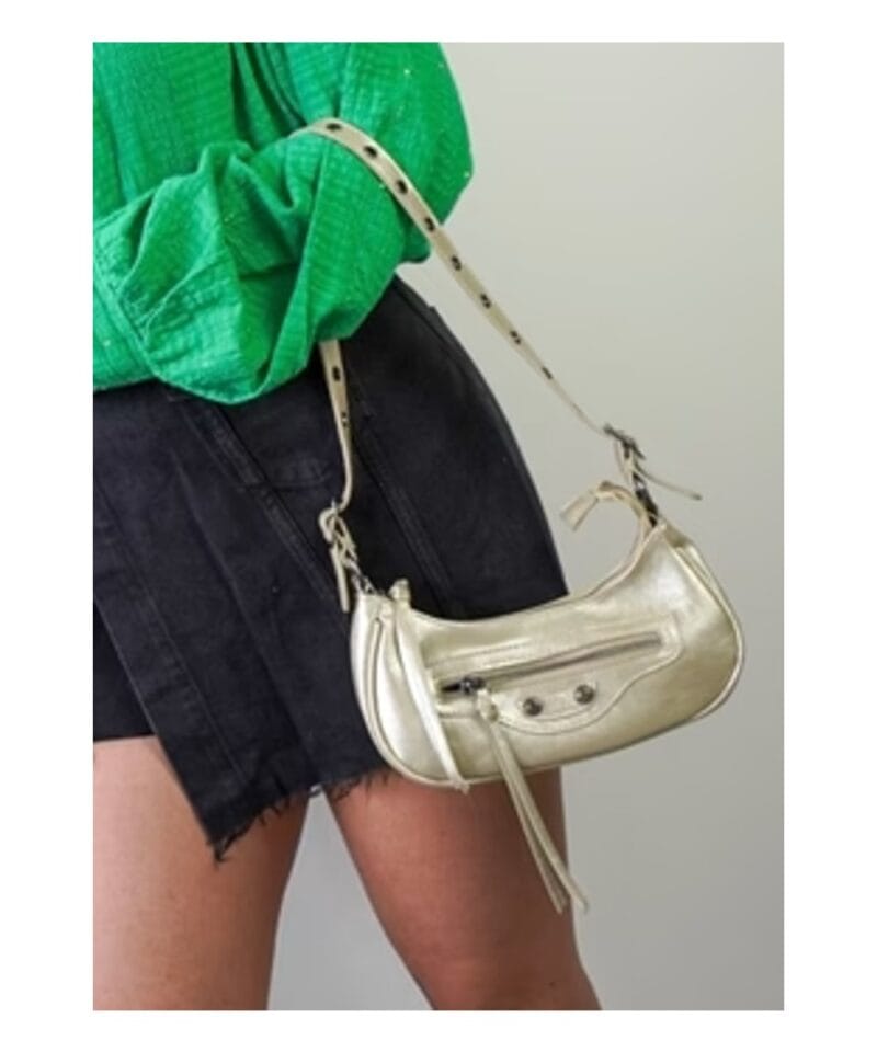 Schoudertas Astrid metallic gold goud gouden schoudertasen festival tasjes fashion bags kopen bestellen detail