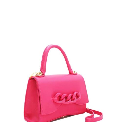 Schoudertas Big Chain roze pink fuchsia schoudetassen ketting detail trendy fashion tassen kleine festival tas kopen bestellen side