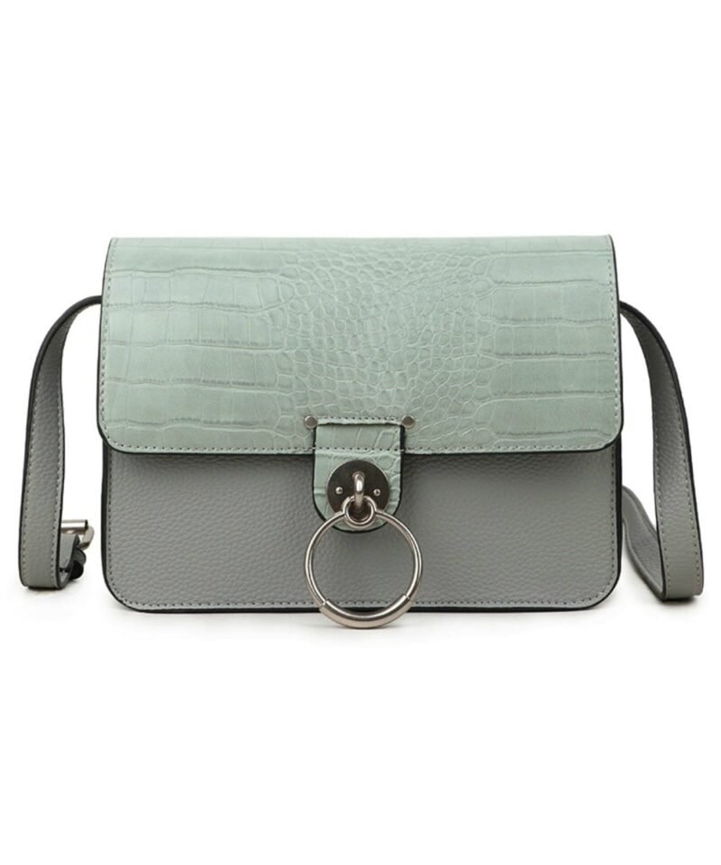 Schoudertas Billy Ring linde-groen-groene-kunstlederen-croco-tassen-goud-beslag-ring-slot-trends-luxe