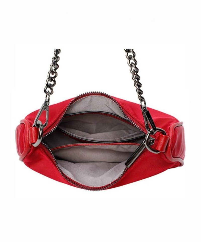 Schoudertas Duo Chain rood rode schoudertassen extra etui nylon sportieve stoere dames tassen kopen bestellen open