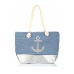 Strandtas-Anker & strepen blauw-wit-gestreepte-strandtassen-zilver-anker-print-strandtassen-beachbags-tassen-kopen