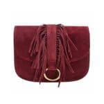 Suede Halve Maan Fringe bordeaux stevige suede schoudertassen crossbodytassen franjes kopen bestellen(1)