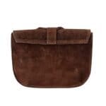 Suede Halve Maan Fringe bruin bruine stevige suede schoudertassen crossbodytassen franjes kopen bestellen achterkant