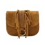 Suede Halve Maan Fringe cognac stevige suede schoudertassen crossbodytassen franjes kopen bestellen(3)