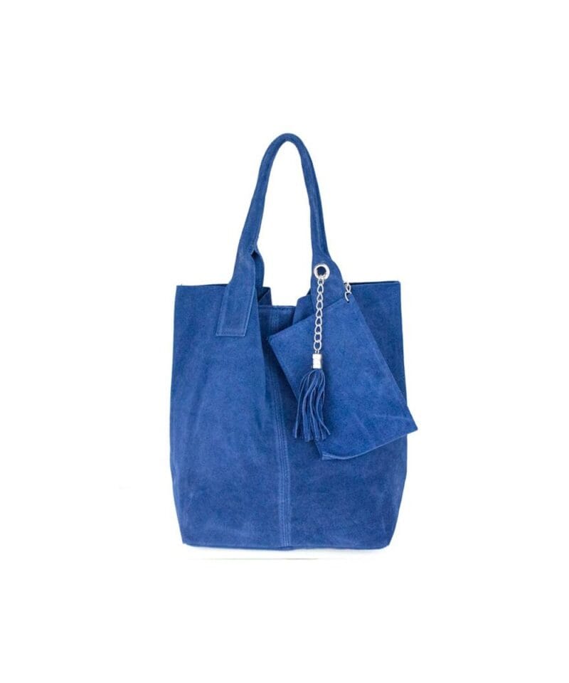 Suede Handtas Arianna blauw blauwe suede leer handtassen shoppers exra etui fashion bags kopen bestellen