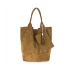 Suede Handtas Arianna cognac suede leer handtassen shoppers exra etui fashion bags kopen bestellen1