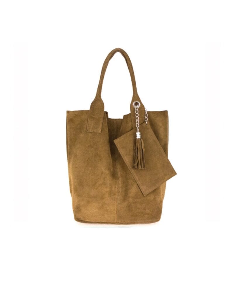 Suede Handtas Arianna cognac suede leer handtassen shoppers exra etui fashion bags kopen bestellen1