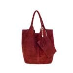 Suede Handtas Arianna donker rood rode suede leer handtassen shoppers exra etui fashion bags kopen bestellen1